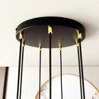 Hanglamp gepoedercoat staal Selter glamour, goud en zwart, 7 lichts, G9, Ø 40 cm canopy, verstelbaar