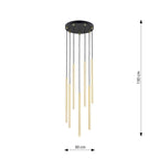 Hanglamp gepoedercoat staal Selter glamour, goud en zwart, 7 lichts, G9, Ø 40 cm canopy, verstelbaar