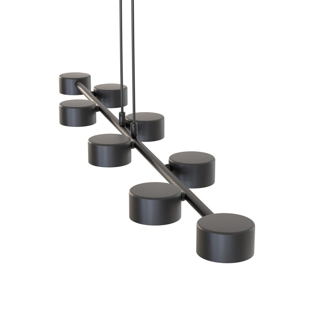 Hanglamp gepoedercoat staal modern Megara zwart 100 x 19 x 140 cm, 8 lichtpunten voor eettafel