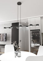 Hanglamp gepoedercoat staal modern Megara zwart 100 x 19 x 140 cm, 8 lichtpunten voor eettafel
