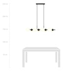 Hanglamp gepoedercoat staal en glas, modern Rory 8 lichts, zwart met witte kappen, 115 cm breed, eettafel