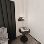 Wandlamp gepoedercoat staal minimalistisch Vorm 8, zwart met grafietkleurige glazen kap Ø 14 cm