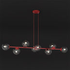 Hanglamp gepoedercoat staal met glas Magnus bordeaux, transparant, 130 x 30 cm, 8 fittingen E14
