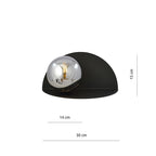 Wandlamp gepoedercoat staal minimalistisch Vorm 8, zwart met grafietkleurige glazen kap Ø 14 cm