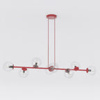 Hanglamp gepoedercoat staal met glas Magnus bordeaux, transparant, 130 x 30 cm, 8 fittingen E14