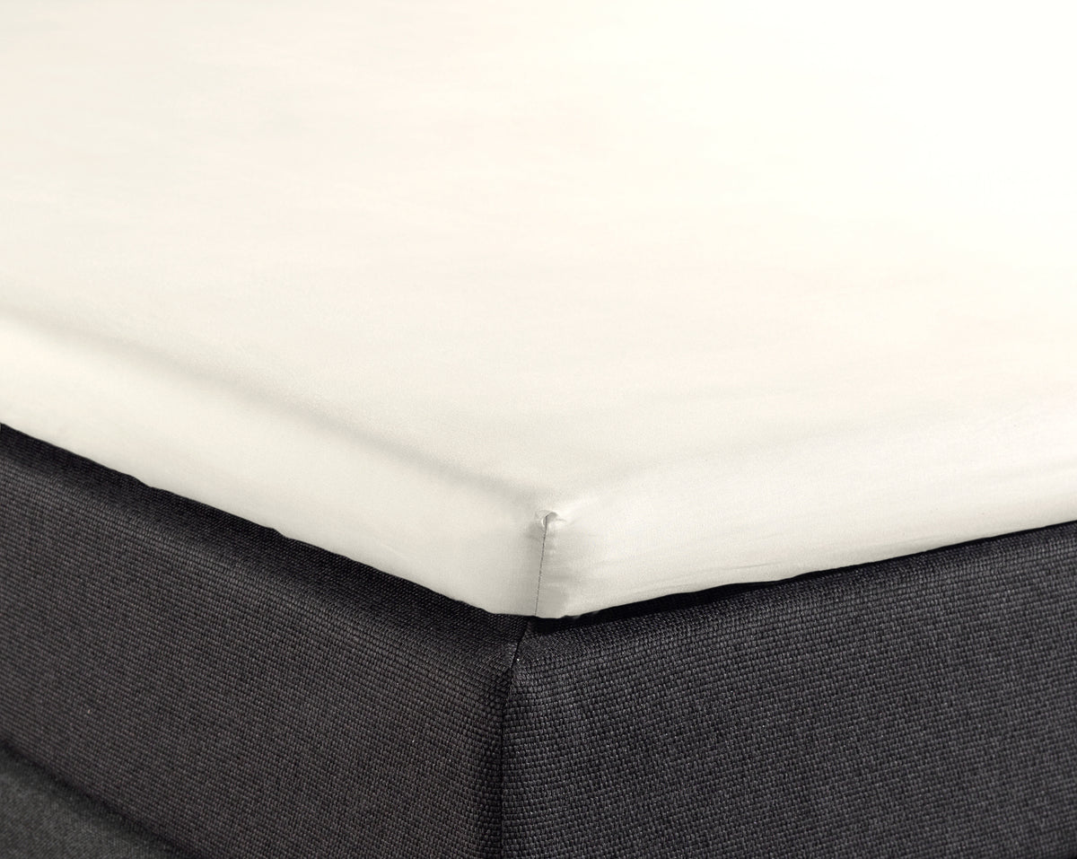 Splittopper hoeslaken katoen percal crème 160 x 220 cm, voor splittoppers tot 10 cm dik