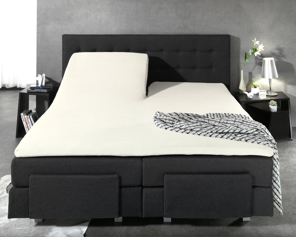 Splittopper hoeslaken katoen percal crème 160 x 220 cm, voor splittoppers tot 10 cm dik