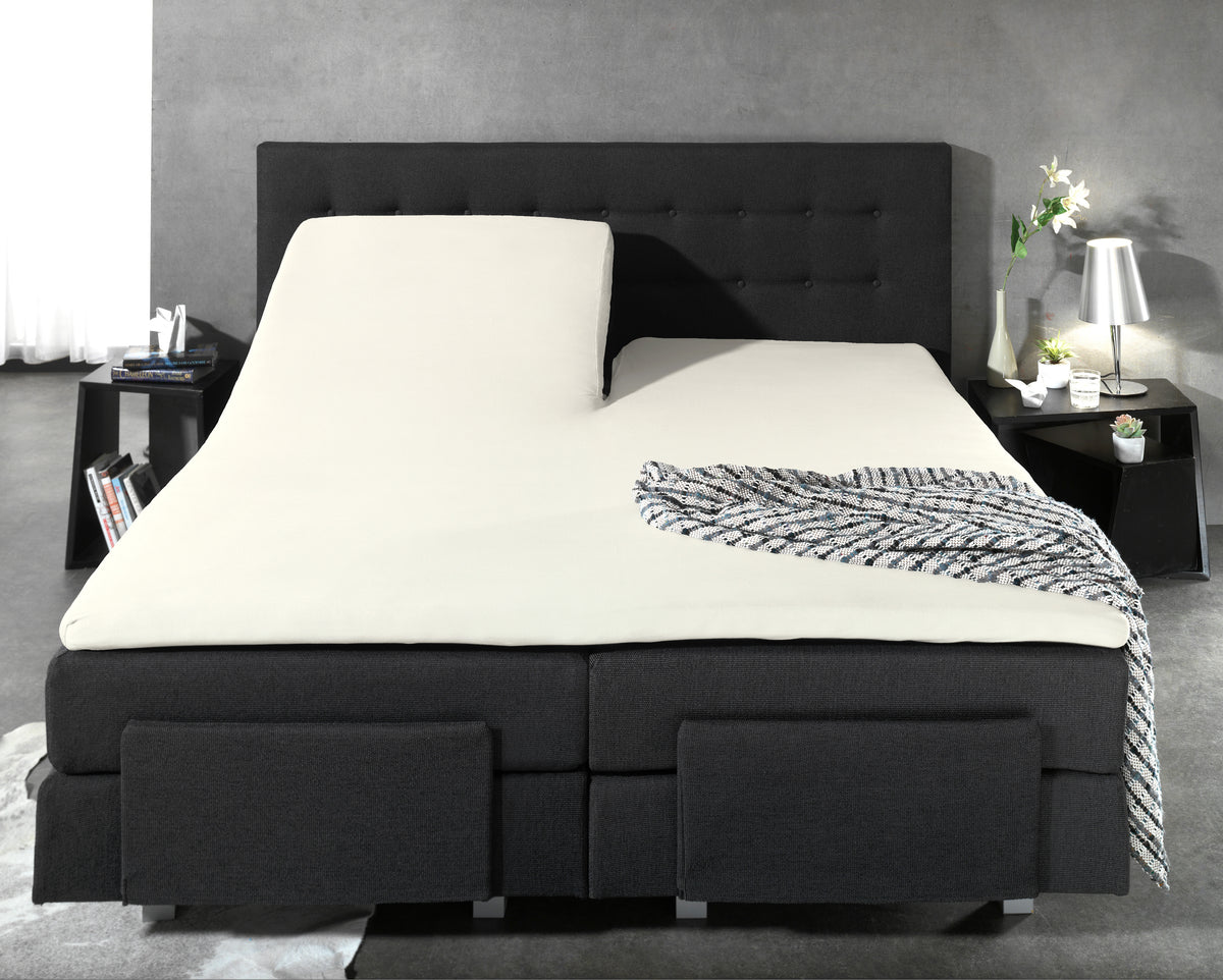 Splittopper hoeslaken katoen percal crème 160 x 220 cm, voor splittoppers tot 10 cm dik