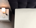 Splittopper hoeslaken katoen percal crème 160 x 220 cm, voor splittoppers tot 10 cm dik