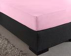 Hoeslaken dubbel jersey katoen roze 140 x 200/220 cm, hoekhoogte 40 cm, voor matras en boxspring
