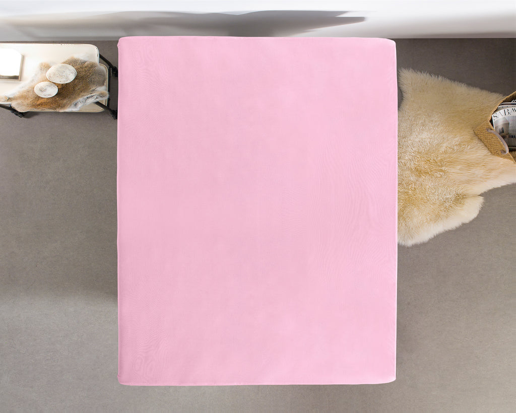 Hoeslaken dubbel jersey katoen roze 140 x 200/220 cm, hoekhoogte 40 cm, voor matras en boxspring