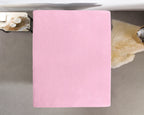 Hoeslaken dubbel jersey katoen roze 140 x 200/220 cm, hoekhoogte 40 cm, voor matras en boxspring