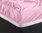 Hoeslaken dubbel jersey katoen roze 140 x 200/220 cm, hoekhoogte 40 cm, voor matras en boxspring