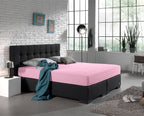 Hoeslaken dubbel jersey katoen roze 140 x 200/220 cm, hoekhoogte 40 cm, voor matras en boxspring