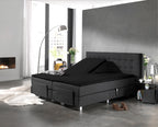 Hoeslaken splittopper katoen percal zwart 180 x 210 cm, split 90 cm, met rondom elastiek voor topmatras