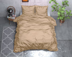 Dekbedovertrek micropercal satijn effen taupe 200 x 220 cm, met kussenslopen 60 x 70 cm