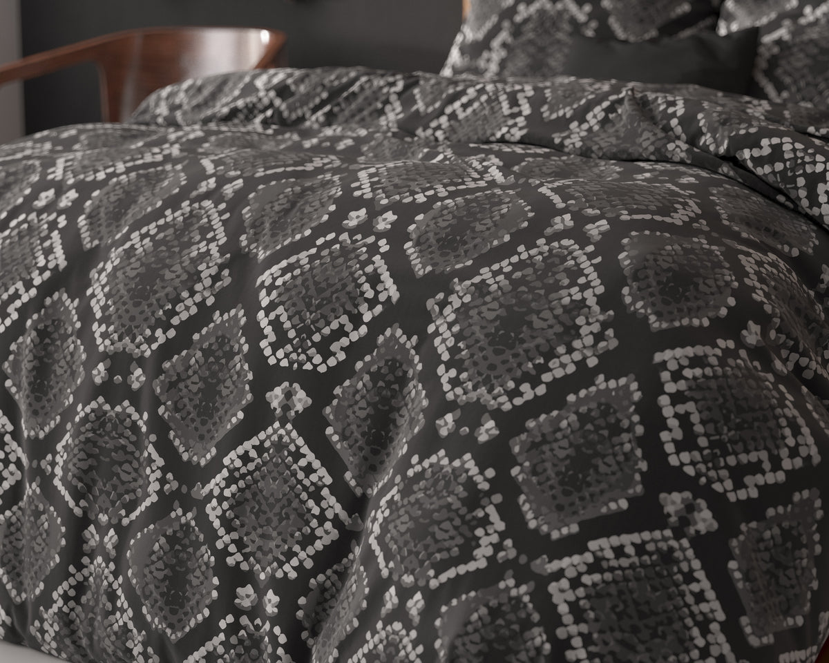 Dekbedovertrek micropercal katoen Riley antraciet 240 x 220 cm, met kussenslopen 60 x 70 cm voor de slaapkamer