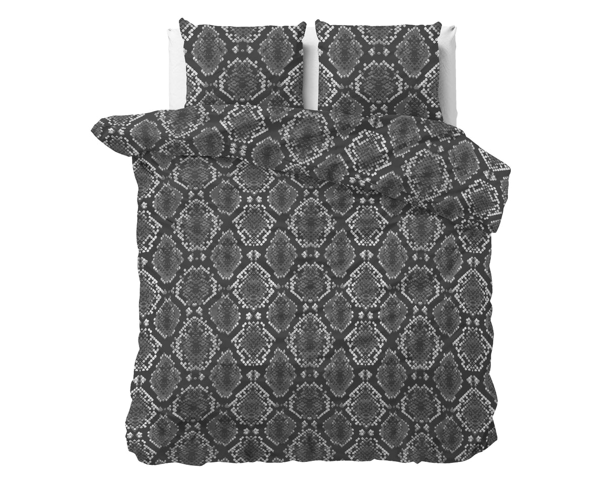 Dekbedovertrek micropercal katoen Riley antraciet 240 x 220 cm, met kussenslopen 60 x 70 cm voor de slaapkamer