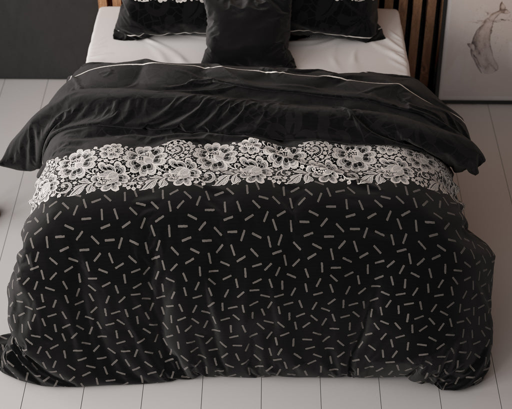 Dekbedovertrek micropercal katoen Dervio antraciet 200 x 220 cm, met 2 kussenslopen 60 x 70 cm