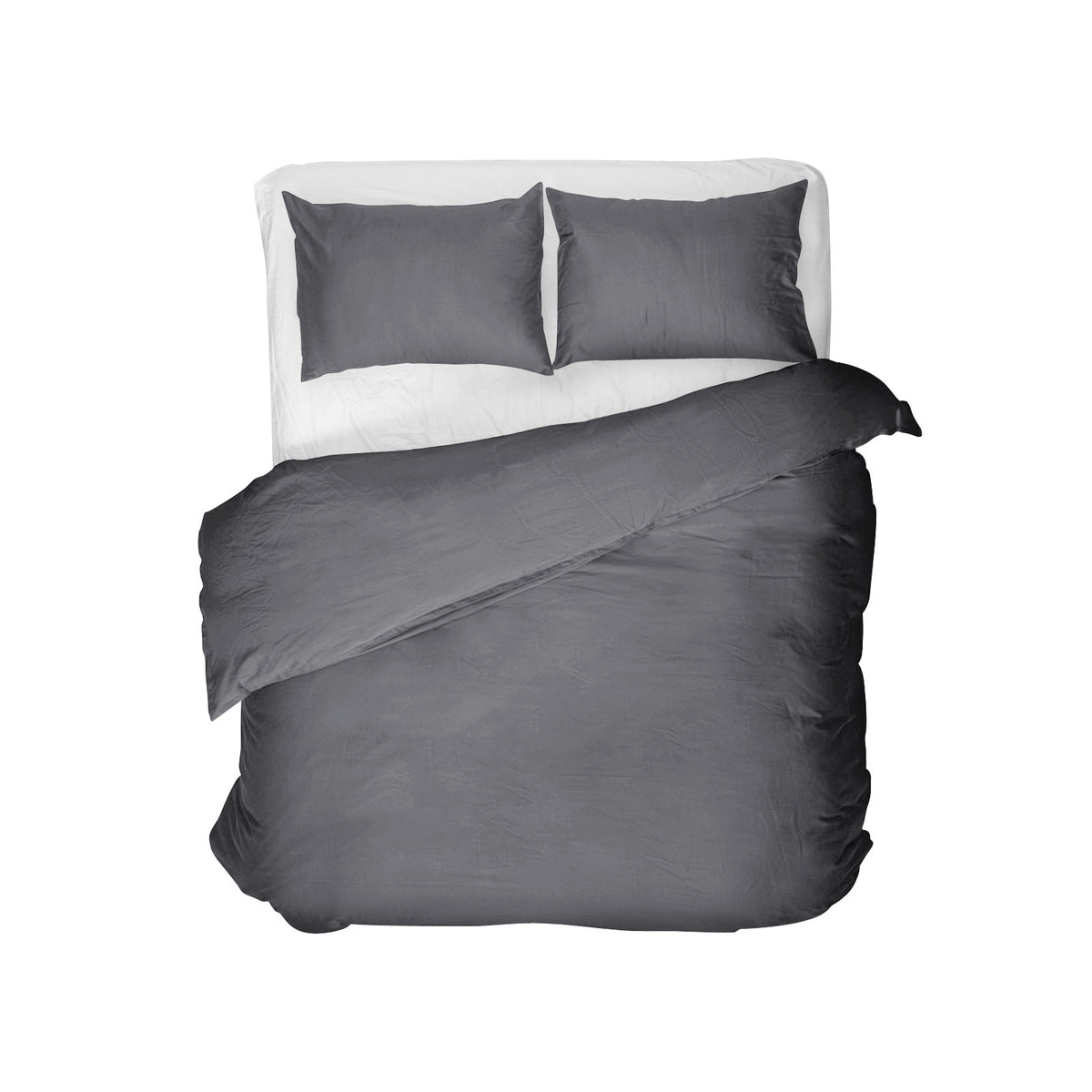 Dekbedovertrek Egyptisch katoen perkal T200 antraciet 200 x 200/260 cm, met kussenslopen 80 x 80 cm