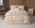 Dekbedovertrek visgraat katoen-polyester zand 200 x 220 cm, met kussenslopen 60 x 70 cm