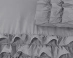 Dekbedovertrek percale katoen Cyprus ruffle grijs 140 x 220 cm, met 1 kussensloop 60 x 70 cm