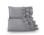 Dekbedovertrek percale katoen Cyprus ruffle grijs 140 x 220 cm, met 1 kussensloop 60 x 70 cm