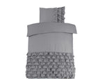 Dekbedovertrek percale katoen Cyprus ruffle grijs 140 x 220 cm, met 1 kussensloop 60 x 70 cm