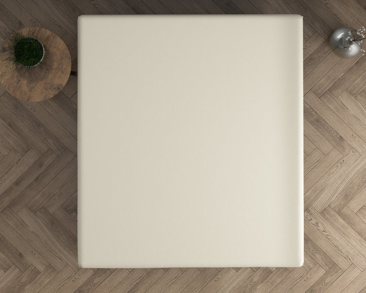 Topper hoeslaken dubbel jersey katoen crème 80/90 x 200/220 cm, hoekhoogte 20 cm