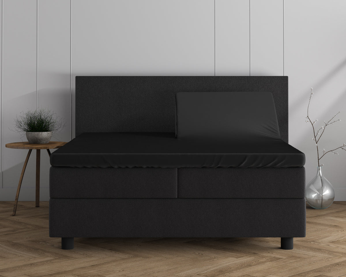 Splittopper hoeslaken dubbel jersey stretchkatoen grijs 160 x 200/220 cm, hoekhoogte 20 cm, voor split-toppers