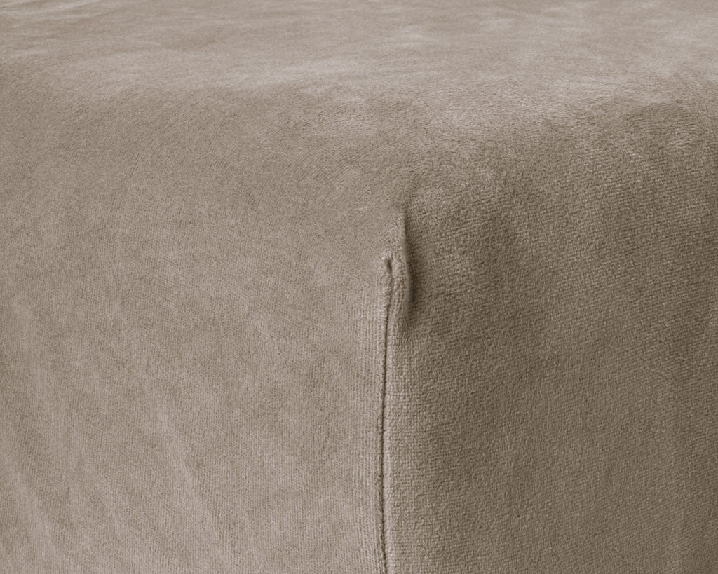 Hoeslaken fluweel polyester taupe/grijs 90 x 200 cm, soft-stretch met hoekhoogte 30 cm