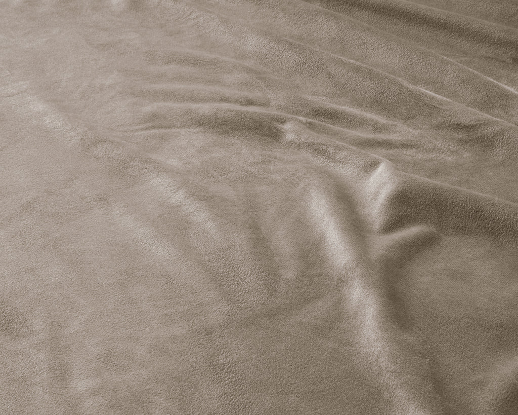Hoeslaken fluweel polyester taupe/grijs 90 x 200 cm, soft-stretch met hoekhoogte 30 cm