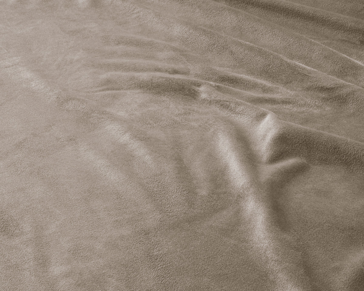 Hoeslaken fluweel polyester taupe/grijs 90 x 200 cm, soft-stretch met hoekhoogte 30 cm