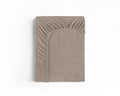 Hoeslaken fluweel polyester taupe/grijs 90 x 200 cm, soft-stretch met hoekhoogte 30 cm