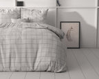 Dekbedovertrek microvezel geruit grijs 240 x 220 cm, met 2 kussenslopen 60 x 70 cm