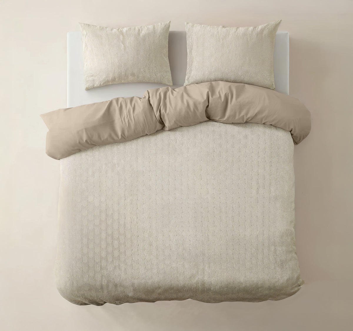Dekbedovertrek microfiber Flanel Art beige 240 x 220 cm voor de slaapkamer