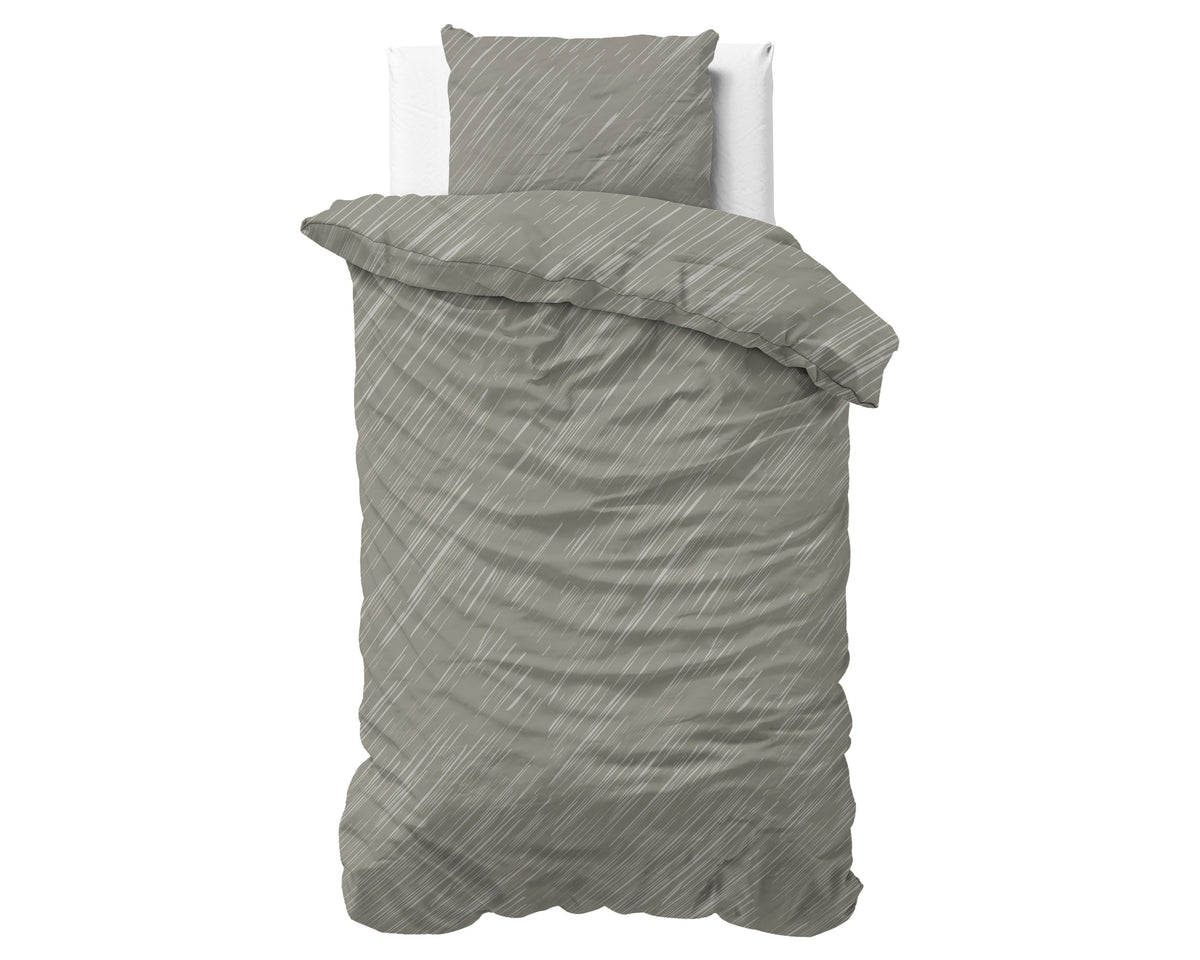 Dekbedovertrek katoen Mellow Stone grijs 140 x 220 cm, met kussensloop 60 x 70 cm voor de slaapkamer