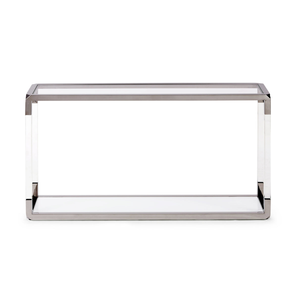 Consoletafel acryl, glas en gepolijst roestvrij staal Jasper, transparant en wit – 140 x 36 x 76 cm, hal of woonkamer