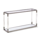 Consoletafel acryl, glas en gepolijst roestvrij staal Jasper, transparant en wit – 140 x 36 x 76 cm, hal of woonkamer