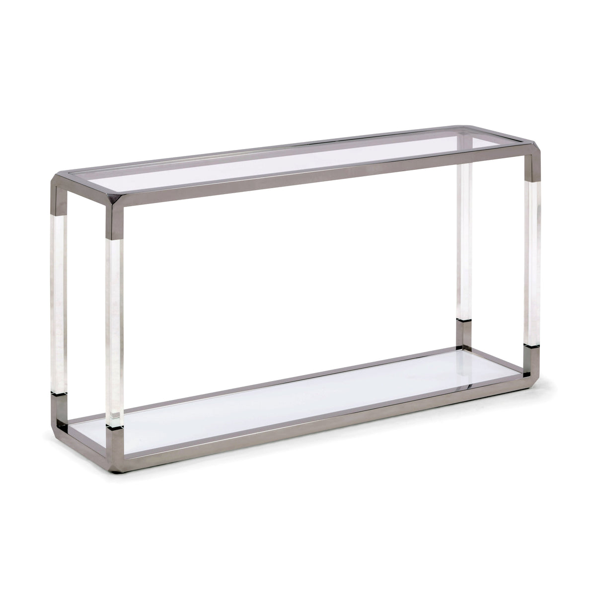 Consoletafel acryl, glas en gepolijst roestvrij staal Jasper, transparant en wit – 140 x 36 x 76 cm, hal of woonkamer