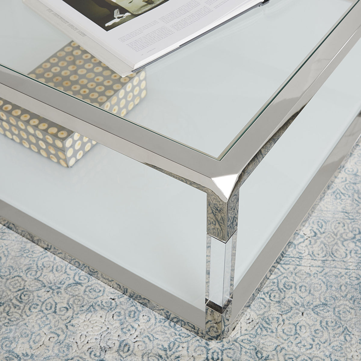 Consoletafel acryl, glas en gepolijst roestvrij staal Jasper, transparant en wit – 140 x 36 x 76 cm, hal of woonkamer