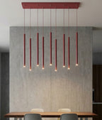 Hanglamp gepoedercoat staal Selter bordeaux 92 cm breed, 9 fittingen G9, boven keukeneiland