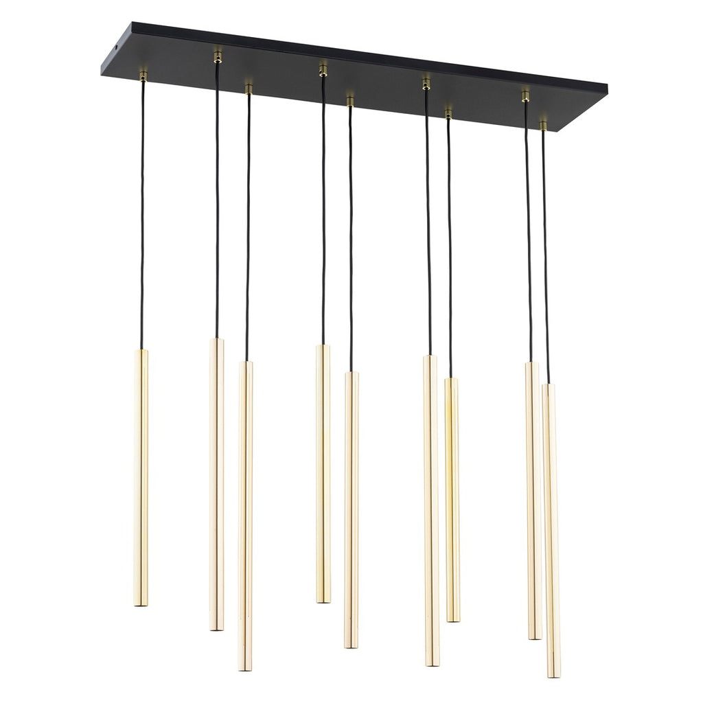 Hanglamp Selter 9 lichtpunten gepoedercoat staal, glamour, zwart met goud, 90 cm breed, verstelbare hoogte