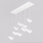 Hanglamp gepoedercoat staal Ritual modern wit, 9 lichtpunten, 100 x 32 x 120 cm, voor eettafel of kookeiland