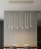 Hanglamp gepoedercoat staal Selter 9 lichts, beige, modern, 92 cm breed, voor keukeneiland of gang