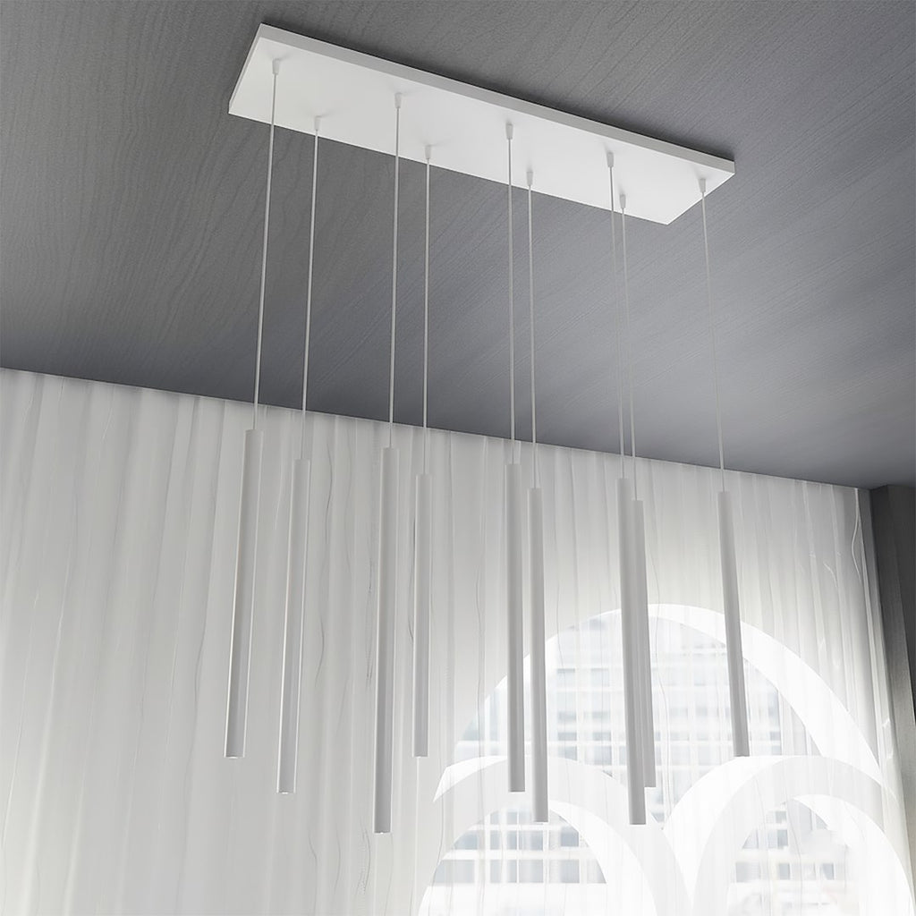 Hanglamp Selter gepoedercoat staal minimalistisch wit 92 x 22 cm, 9 lichts met G9-fitting, woonkamer