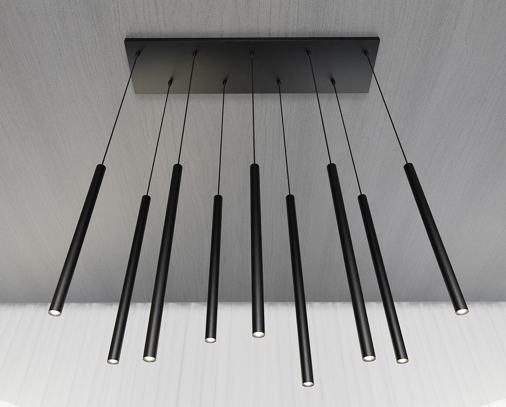 Hanglamp gepoedercoat staal Selter minimalistisch zwart 92 x 120 cm, 9 lichts met G9-fittingen voor woonkamer