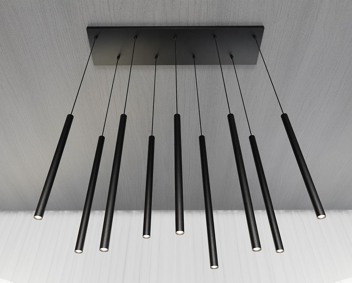 Hanglamp gepoedercoat staal Selter minimalistisch zwart 92 x 120 cm, 9 lichts met G9-fittingen voor woonkamer