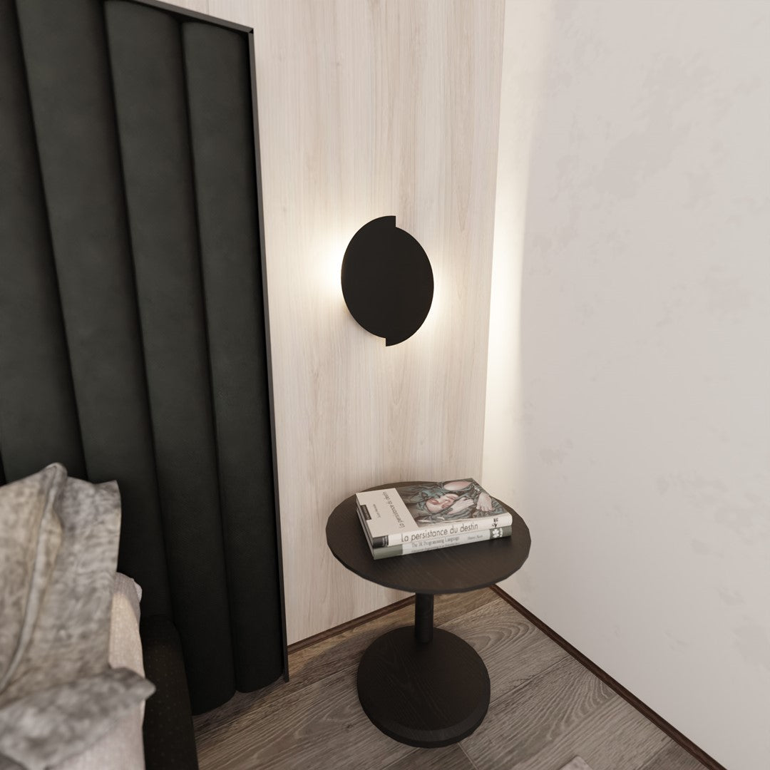Wandlamp gepoedercoat staal minimalistisch Formulier 9, zwart, 28 x 32 cm, voor gang, trap en entree