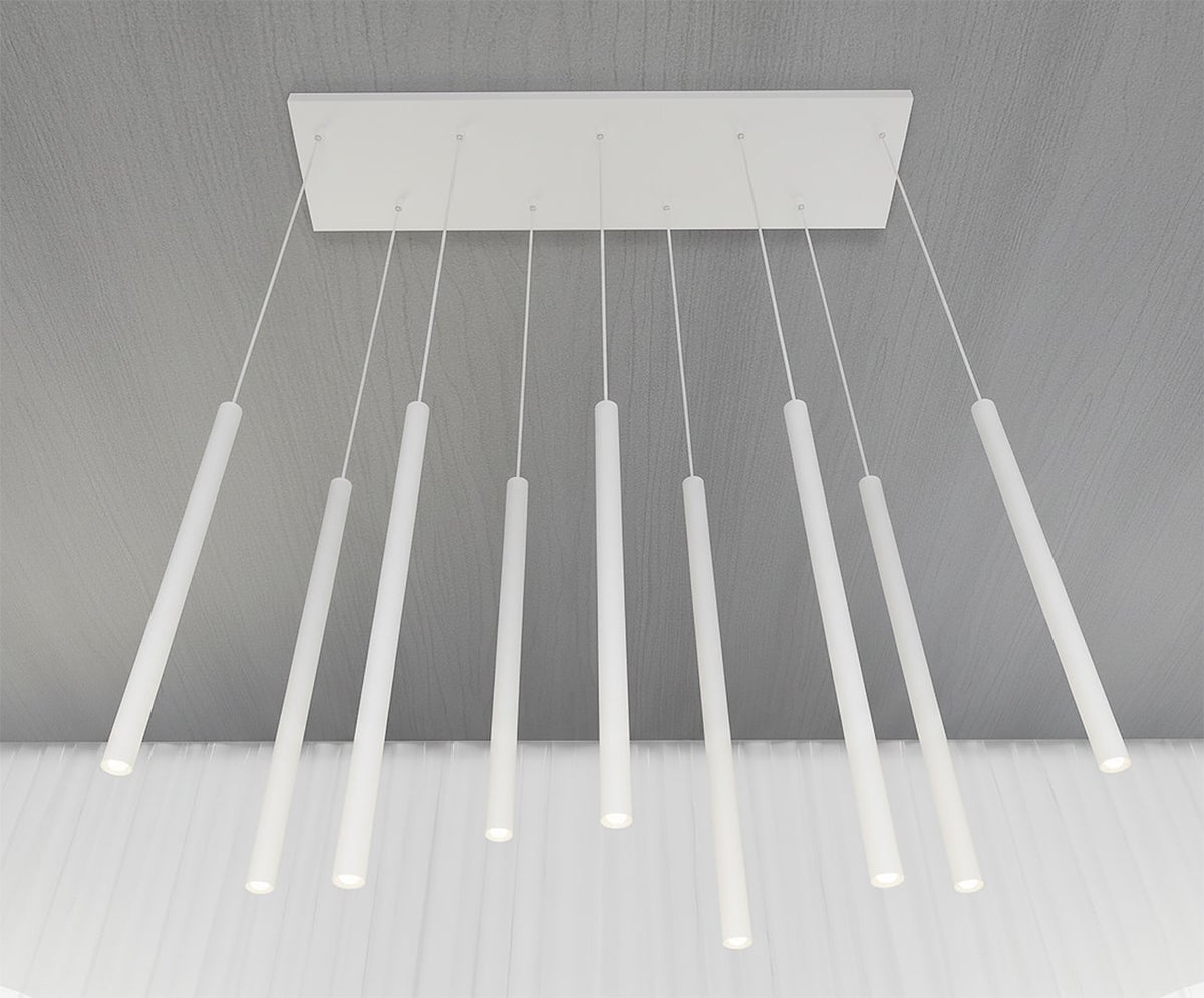 Hanglamp Selter gepoedercoat staal minimalistisch wit 92 x 22 cm, 9 lichts met G9-fitting, woonkamer